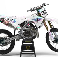 Honda Dirt Bike Graphics Kit Glitch Purple Teal