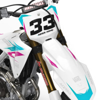 Honda Dirt Bike Graphics Kit Glitch Purple Teal Front