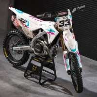 Honda Dirt Bike Graphics Kit Glitch Purple Teal Promo