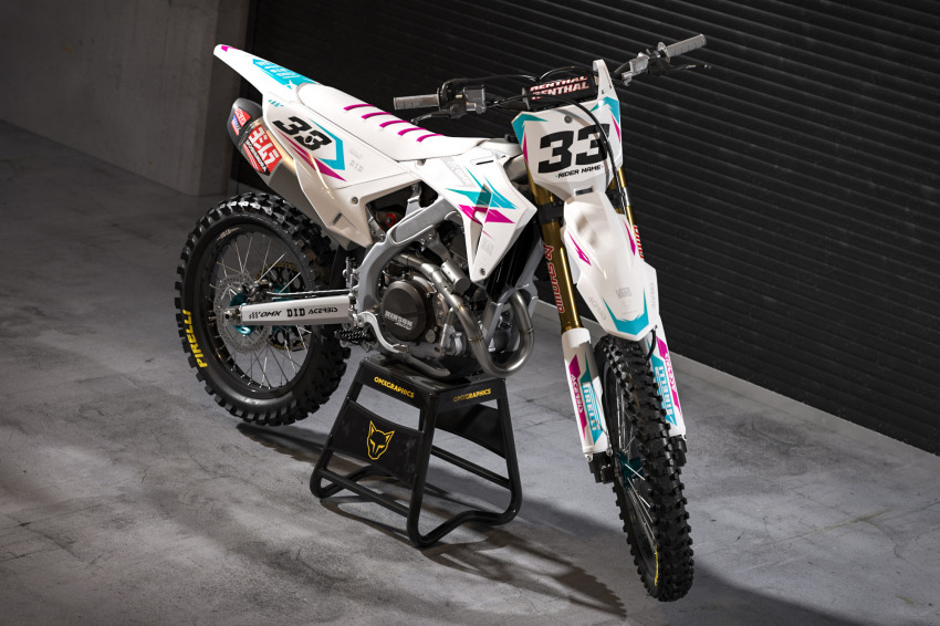 Honda Dirt Bike Graphics Kit Glitch Purple Teal Promo