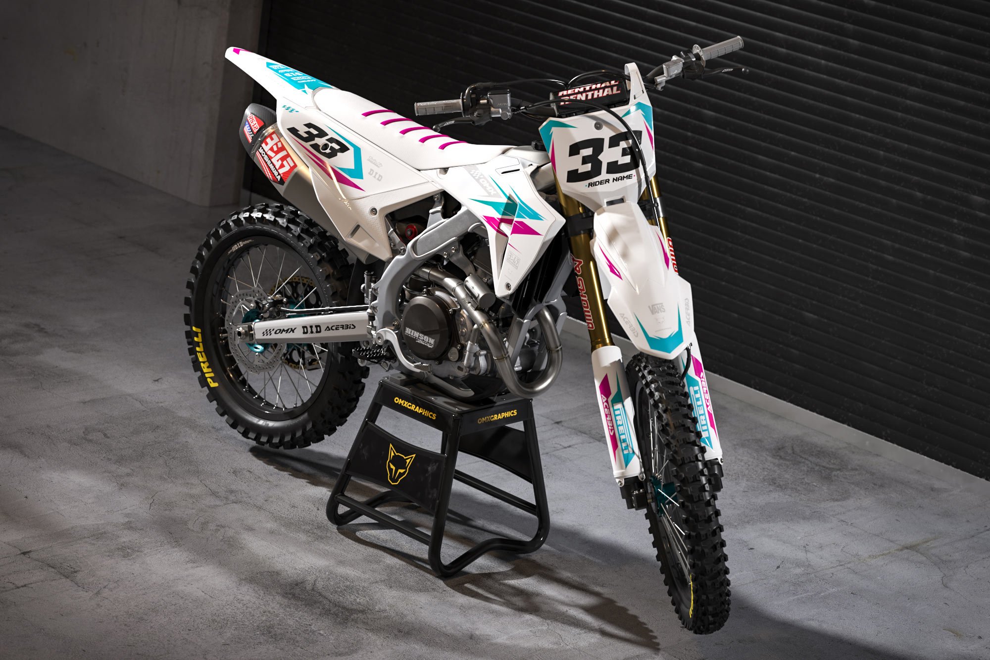 Honda Dirt Bike Graphics Kit Glitch Purple Teal Promo