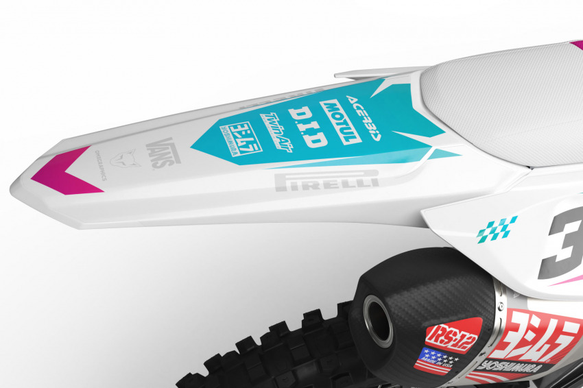 Honda Dirt Bike Graphics Kit Glitch Purple Teal Rear