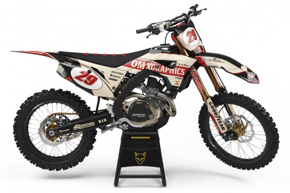 Honda Retro Dirt Bike Graphics Kit Redline Beige