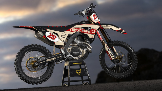 Honda Retro Dirt Bike Graphics Kit Redline Beige Promo