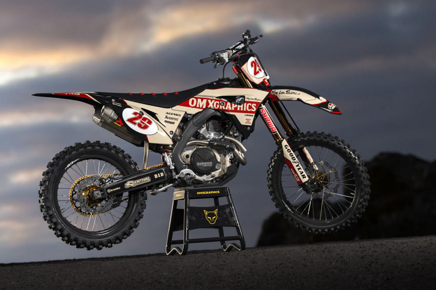 Honda Retro Dirt Bike Graphics Kit Redline Beige Promo
