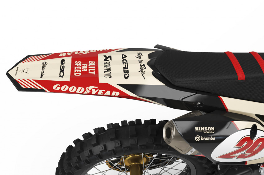 Honda Retro Dirt Bike Graphics Kit Redline Beige Tail