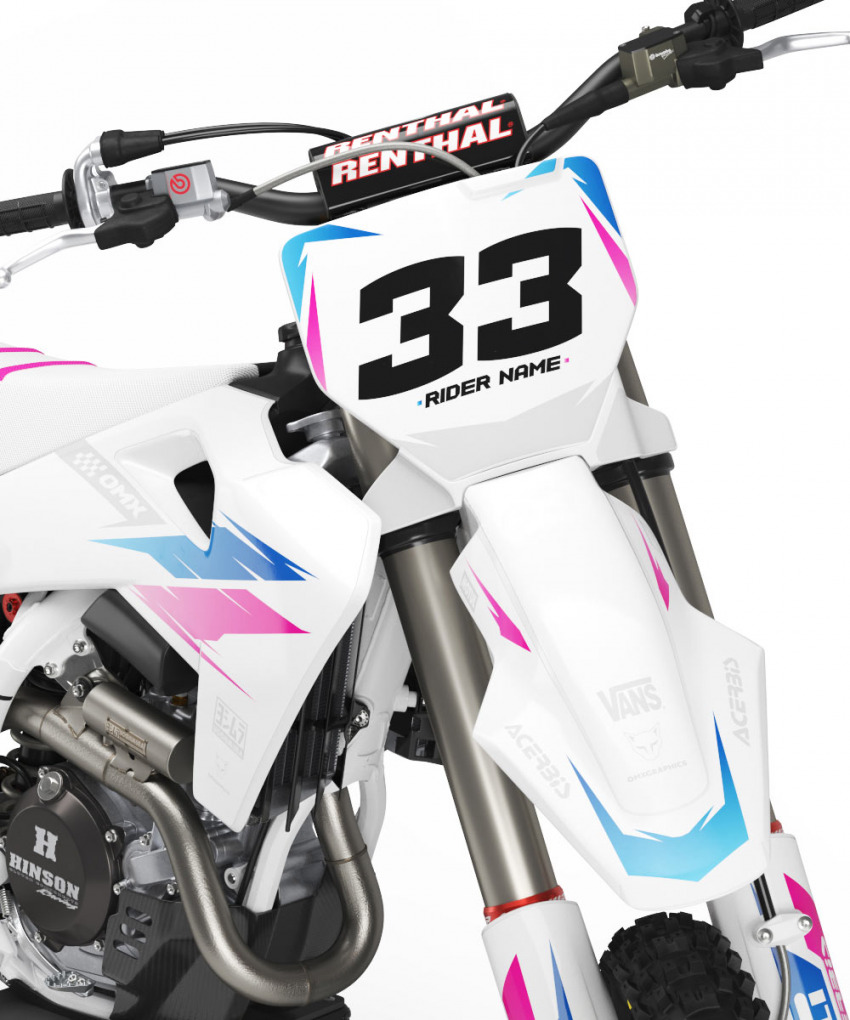 Husqvarna Dirt Bike Graphics Kit Glitch Blue Pink Front