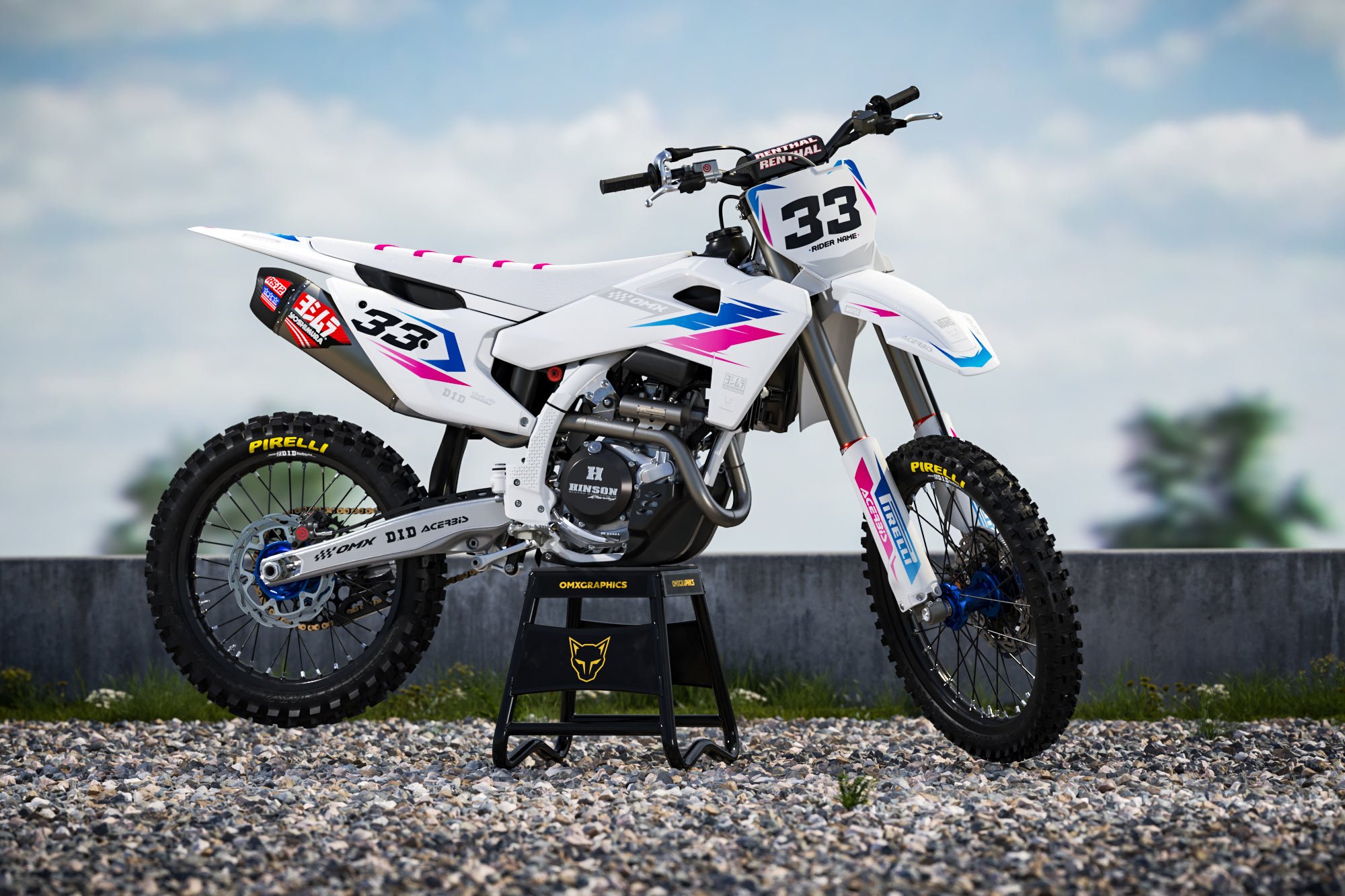 Husqvarna Dirt Bike Graphics Kit Glitch Blue Pink Promo
