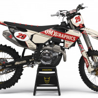 Husqvarna Retro Dirt Bike Graphics Kit Redline Beige