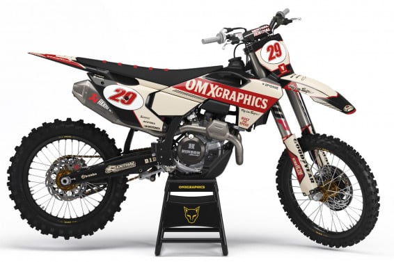 Husqvarna Retro Dirt Bike Graphics Kit Redline Beige