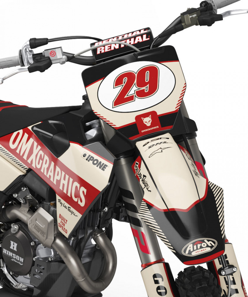 Husqvarna Retro Dirt Bike Graphics Kit Redline Beige Front