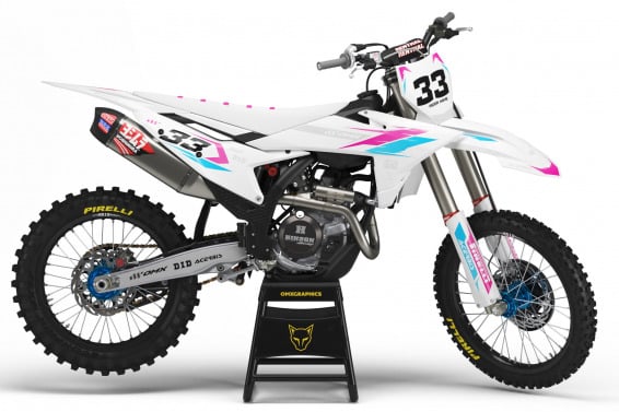 KTM Dirt Bike Graphics Kit Glitch Pink Blue