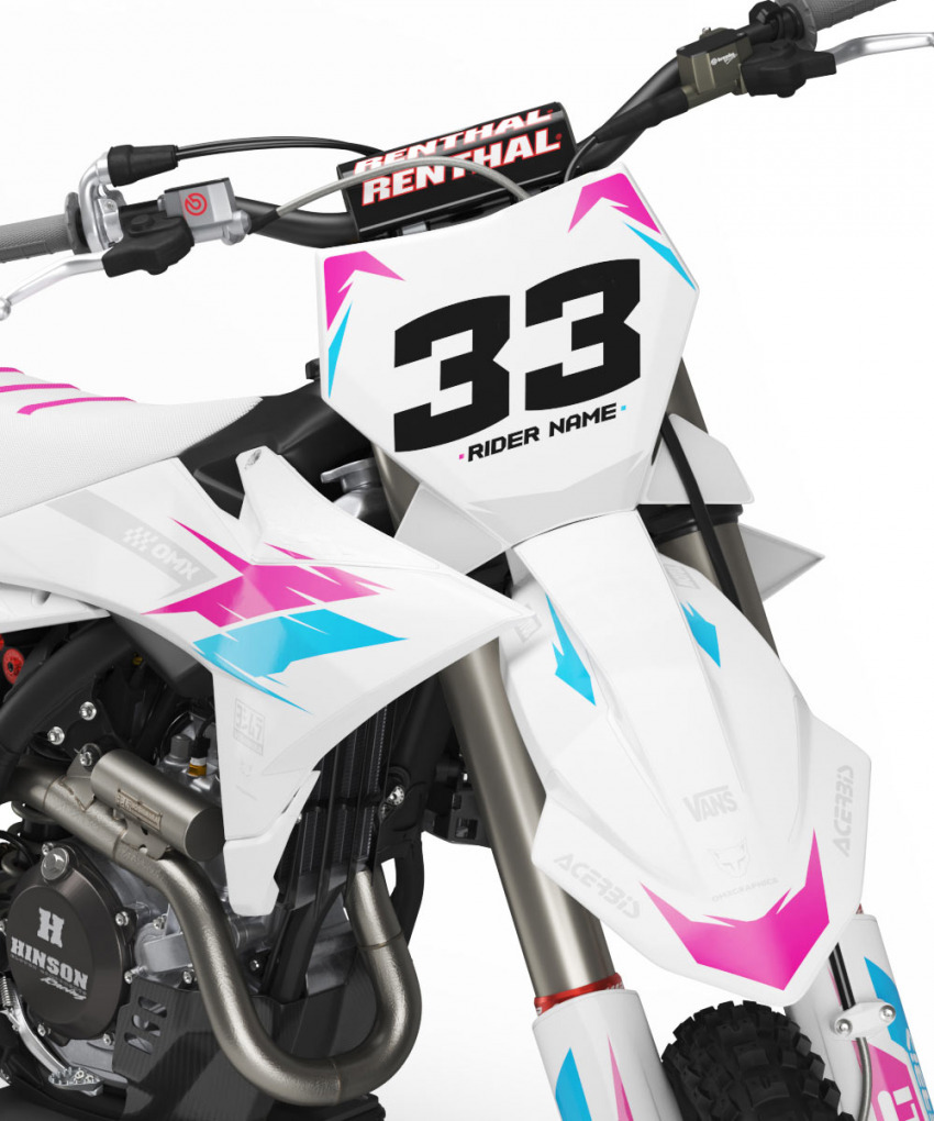 KTM Dirt Bike Graphics Kit Glitch Pink Blue Front