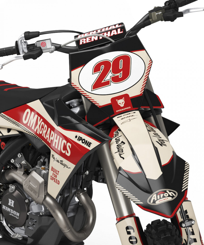 KTM Retro Dirt Bike Graphics Kit Redline Beige Front