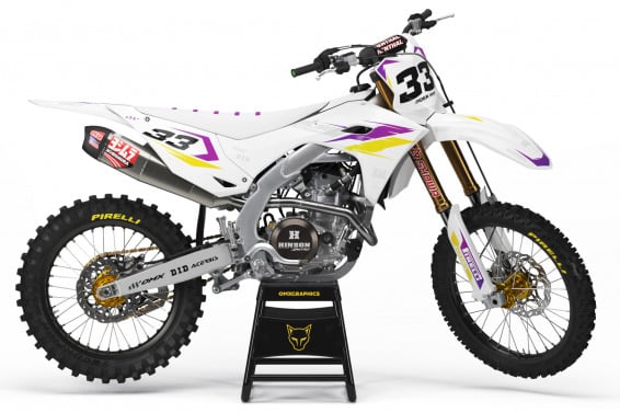 Kawasaki Dirt Bike Graphics Kit Glitch Yellow Purple