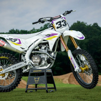 Kawasaki Dirt Bike Graphics Kit Glitch Yellow Purple Promo