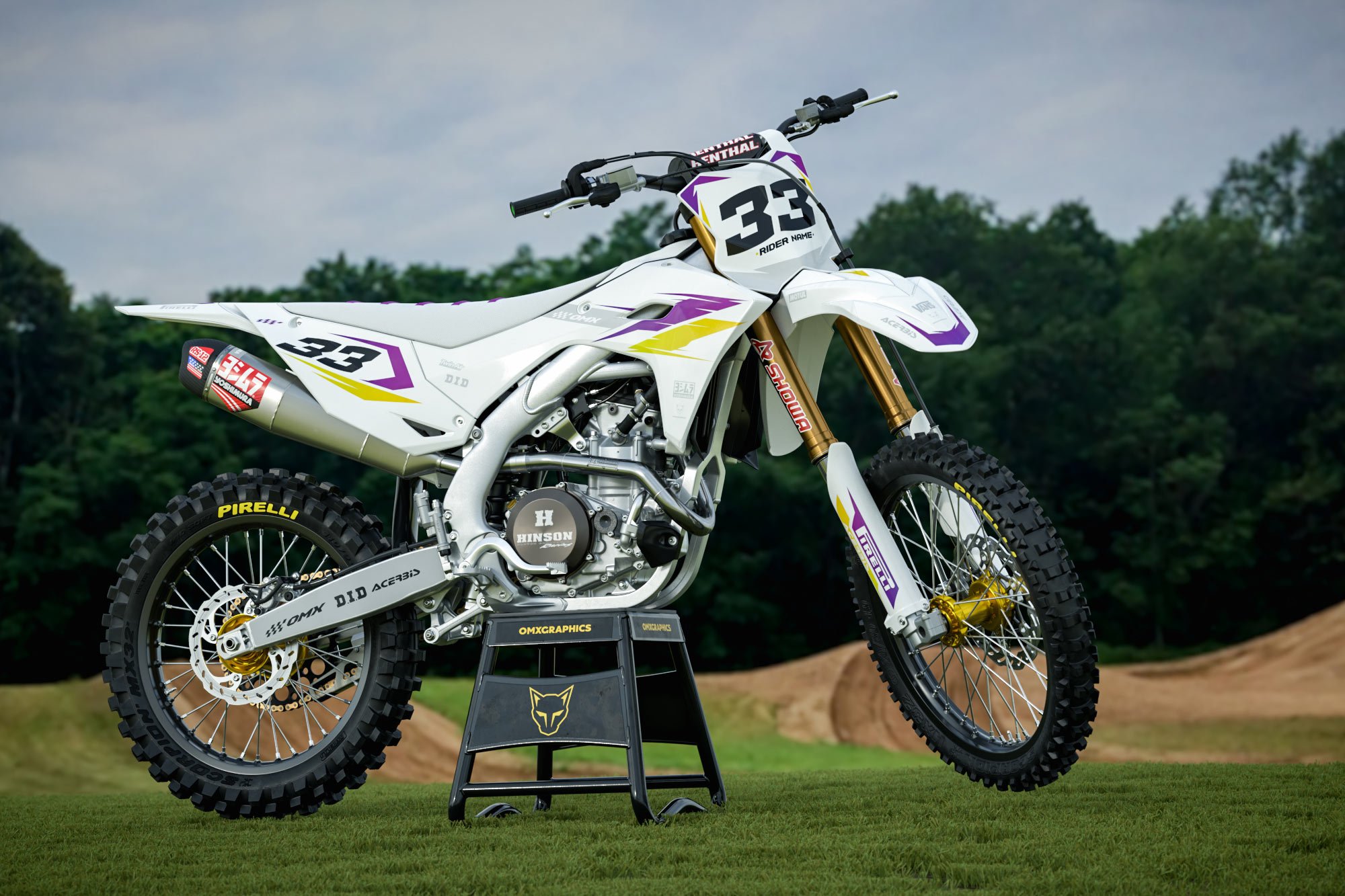 Kawasaki Dirt Bike Graphics Kit Glitch Yellow Purple Promo