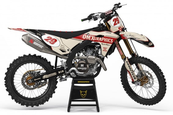 Kawasaki Retro Dirt Bike Graphics Kit Redline Beige
