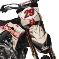 Kawasaki Retro Dirt Bike Graphics Kit Redline Beige Front