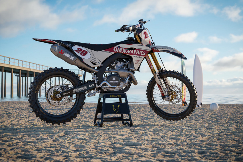 Kawasaki Retro Dirt Bike Graphics Kit Redline Beige Promo