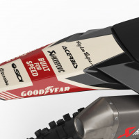 Kawasaki Retro Dirt Bike Graphics Kit Redline Beige Tail