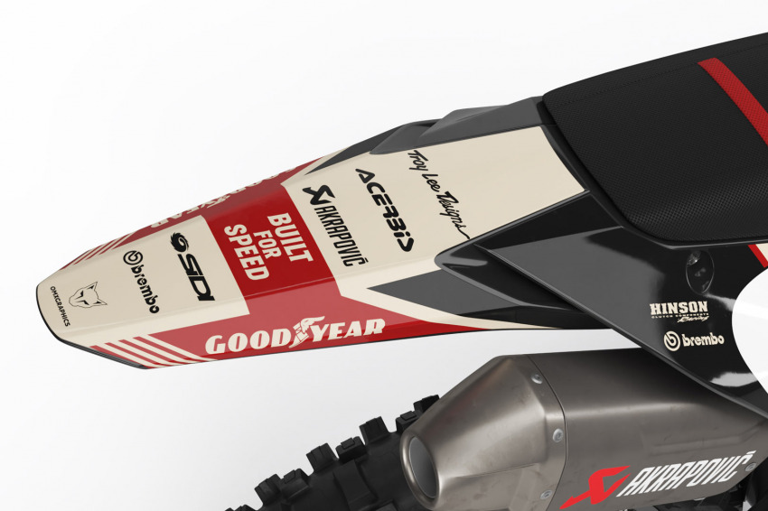 Kawasaki Retro Dirt Bike Graphics Kit Redline Beige Tail