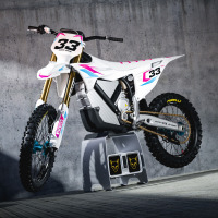 Stark Varg Dirt Bike Graphics Kit Glitch Pink Blue Promo