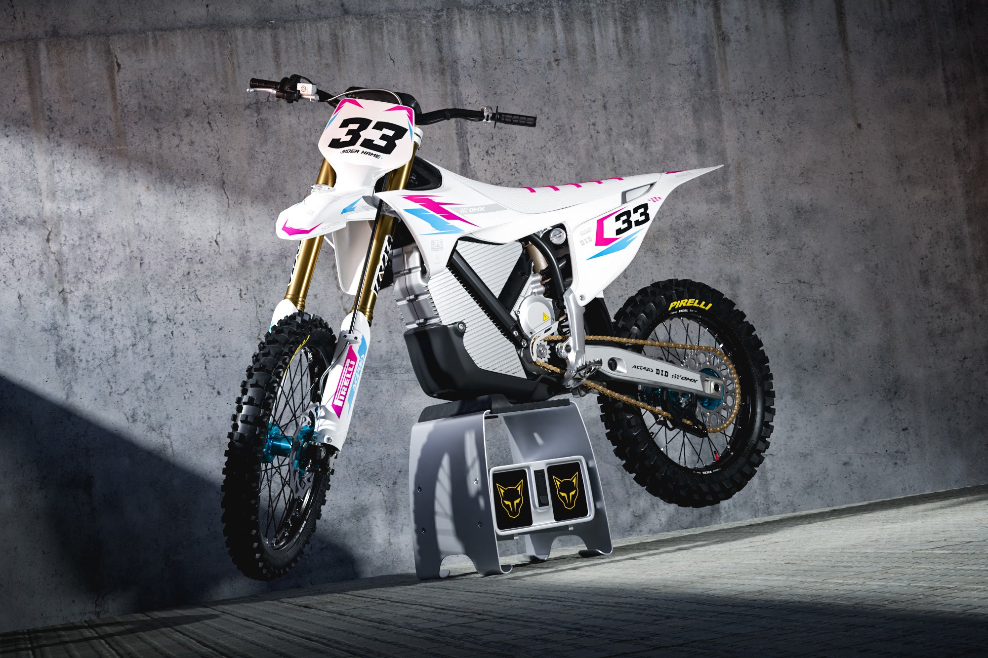 Stark Varg Dirt Bike Graphics Kit Glitch Pink Blue Promo
