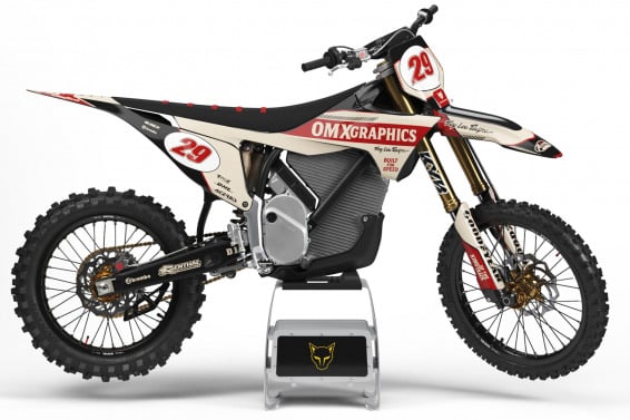 Stark Varg Retro Dirt Bike Graphics Kit Redline Beige