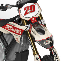 Stark Varg Retro Dirt Bike Graphics Kit Redline Beige Front