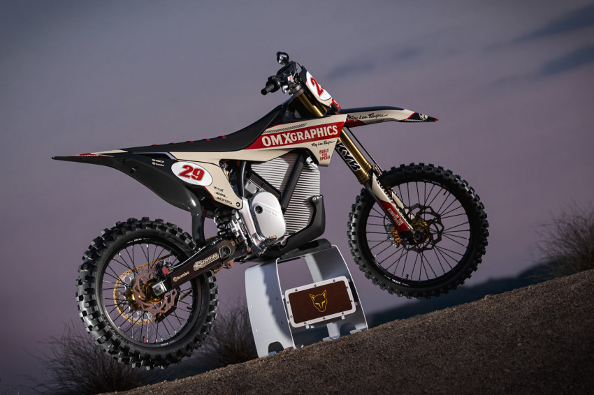 Stark Varg Retro Dirt Bike Graphics Kit Redline Beige Promo