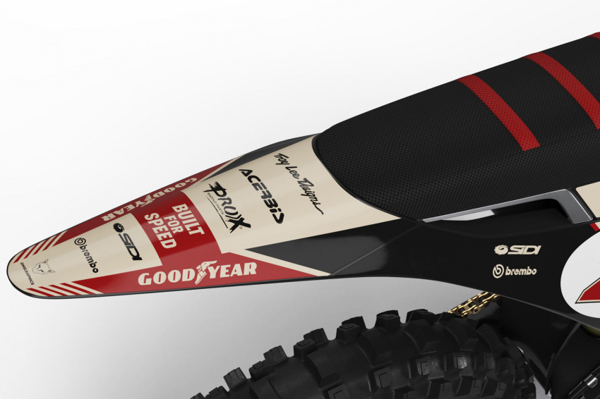 Stark Varg Retro Dirt Bike Graphics Kit Redline Beige Tail