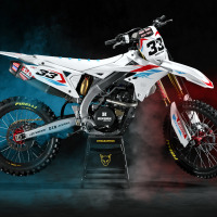 Suzuki Dirt Bike Graphics Kit Glitch Red Blue Promo