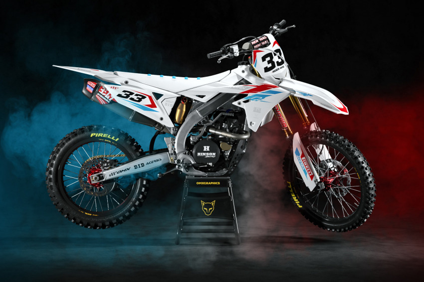 Suzuki Dirt Bike Graphics Kit Glitch Red Blue Promo