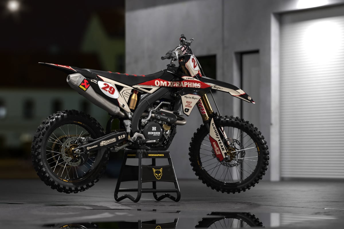 Suzuki Retro Dirt Bike Graphics Kit Redline Beige Promo