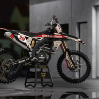 Suzuki Retro Dirt Bike Graphics Kit Redline Beige Promo