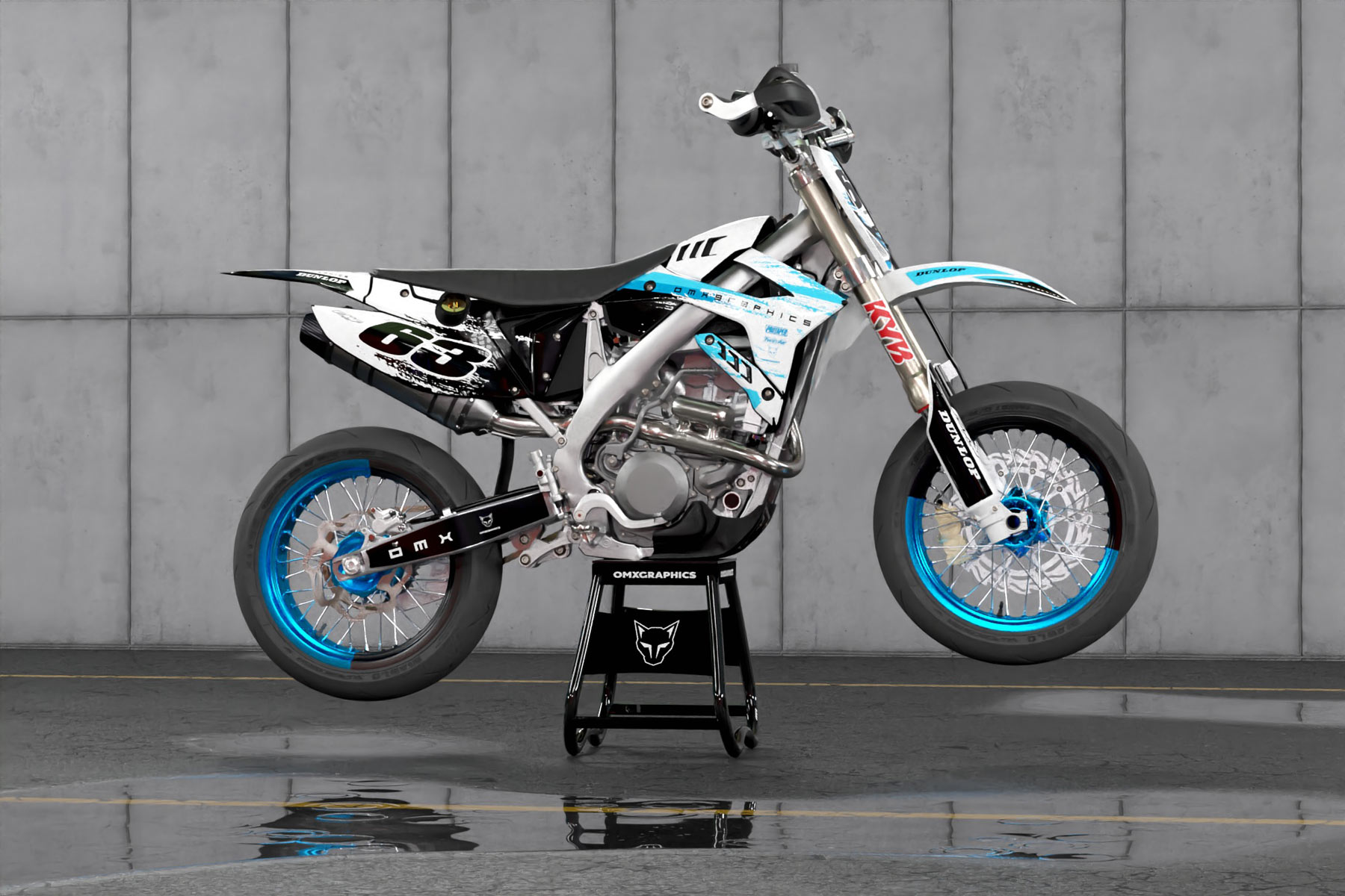 TM Racing Dirt Bike Graphics Kit Hangout Blue Promo