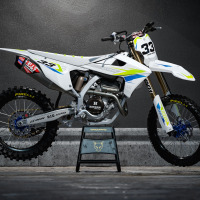 Triumph Dirt Bike Graphics Kit Glitch Lime Blue Promo