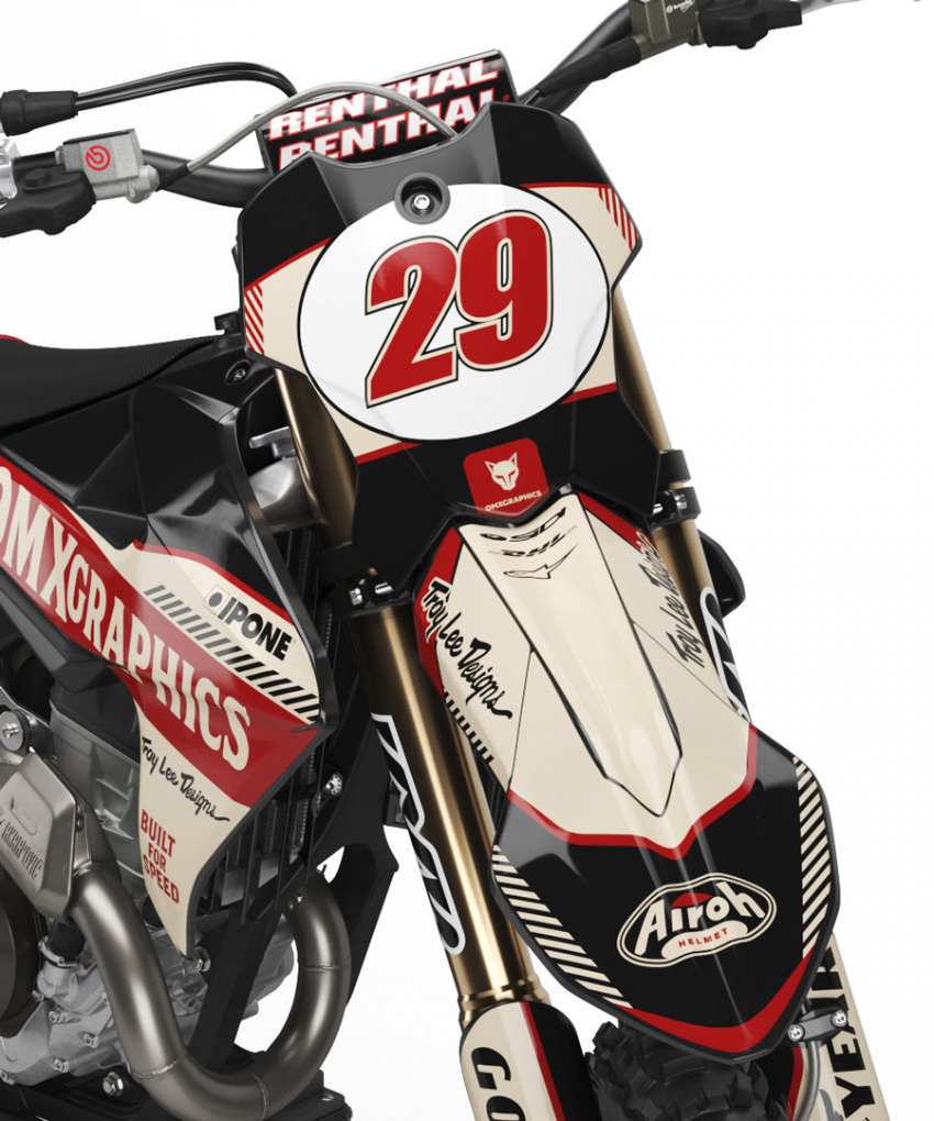 Triumph Retro Dirt Bike Graphics Kit Redline Beige Front