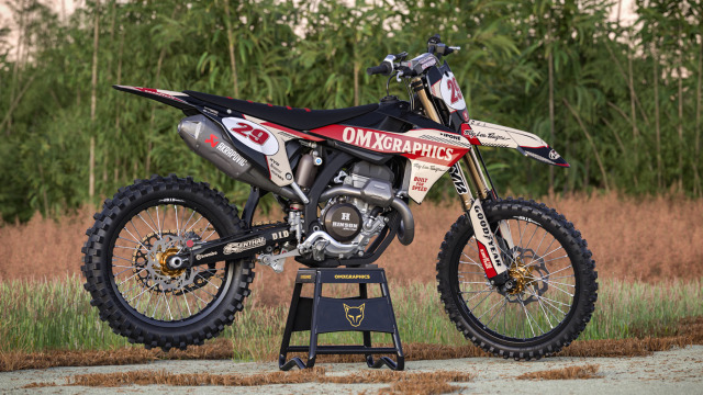 Triumph Retro Dirt Bike Graphics Kit Redline Beige Promo