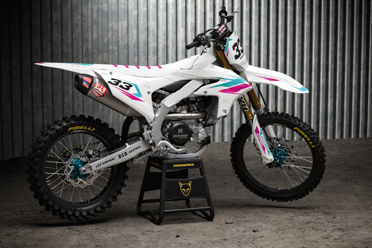 Yamaha Dirt Bike Graphics Kit Glitch Teal Pink Promo