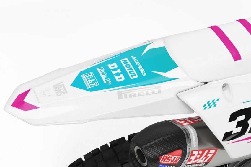 Yamaha Dirt Bike Graphics Kit Glitch Teal Pink Rear