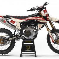 Yamaha Retro Dirt Bike Graphics Kit Redline Beige