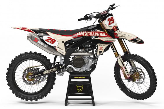 Yamaha Retro Dirt Bike Graphics Kit Redline Beige