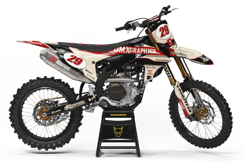 Yamaha Retro Dirt Bike Graphics Kit Redline Beige