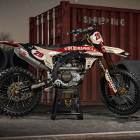 Yamaha Retro Dirt Bike Graphics Kit Redline Beige Promo