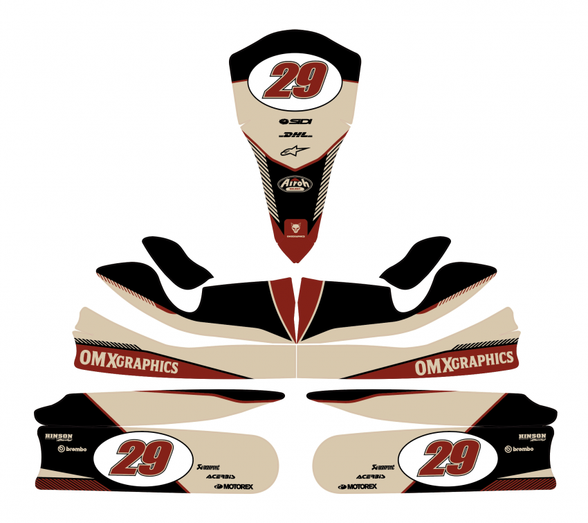 Go Kart Graphics Kit Redline Retro Beige Layout