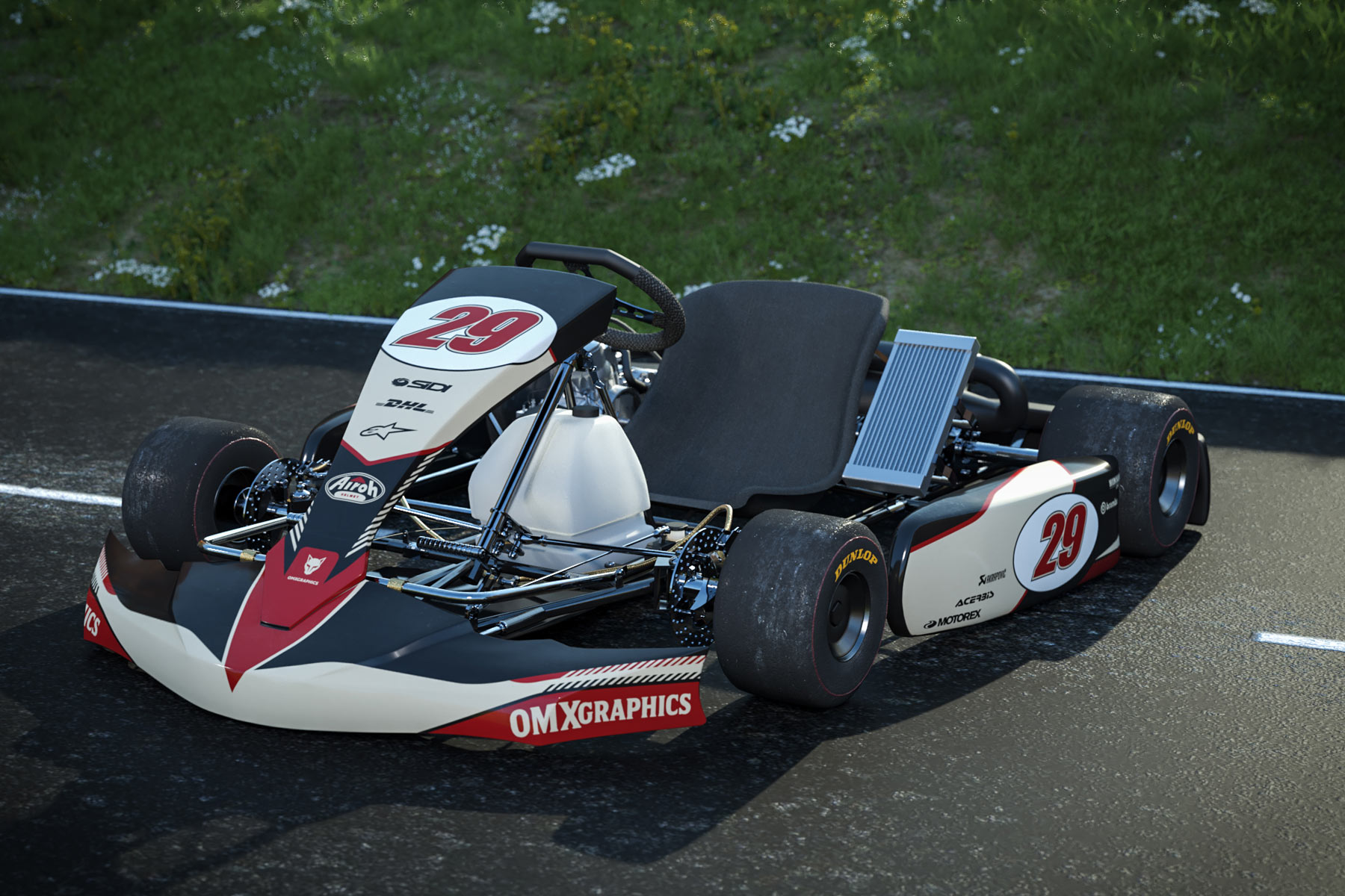 Go Kart Graphics Kit Redline Retro Beige Promo