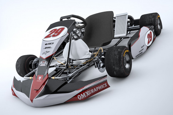 Go Kart Graphics Kit Redline Retro Grey