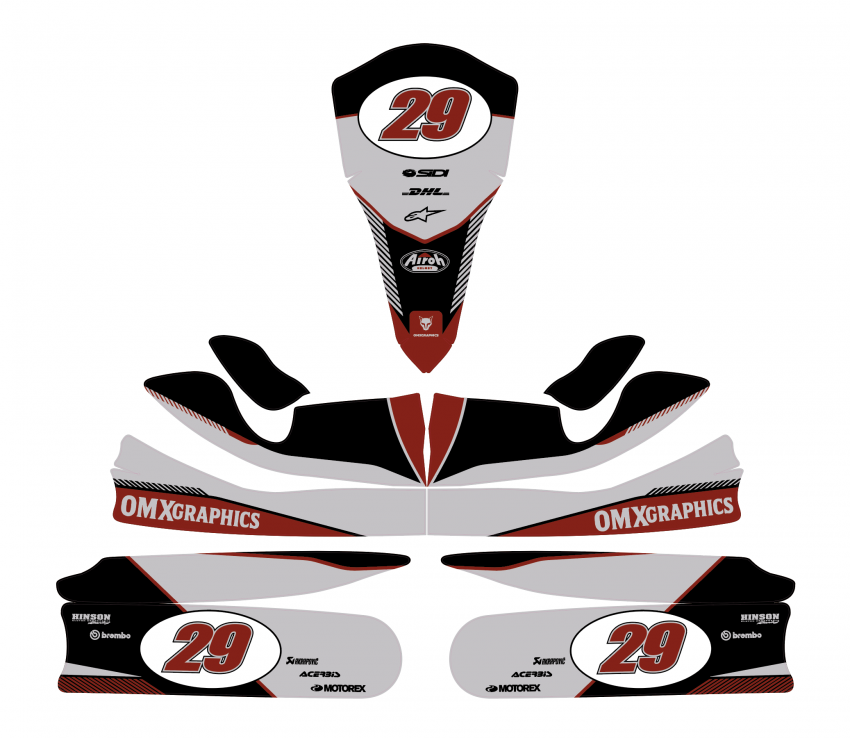 Go Kart Graphics Kit Redline Retro Grey Layout